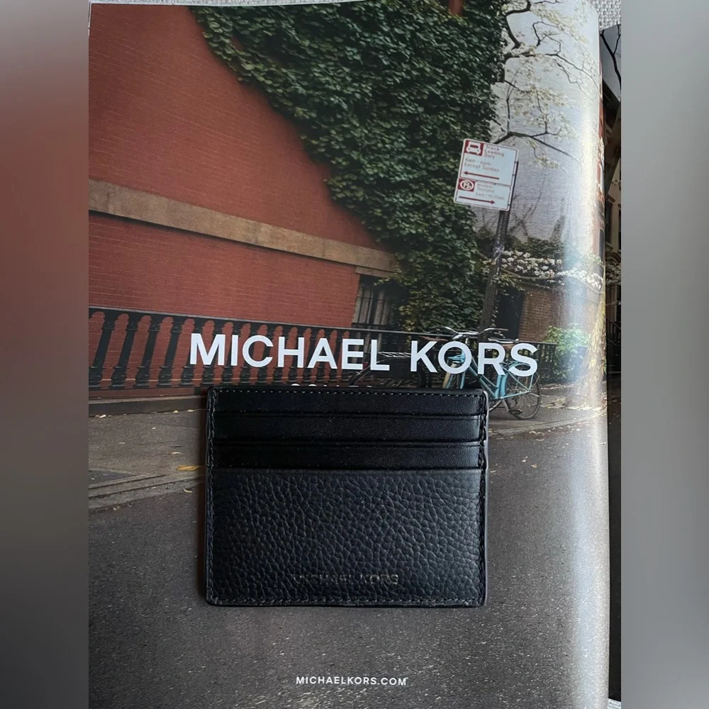 New Michael Kors Cooper Tall Card Case In Black